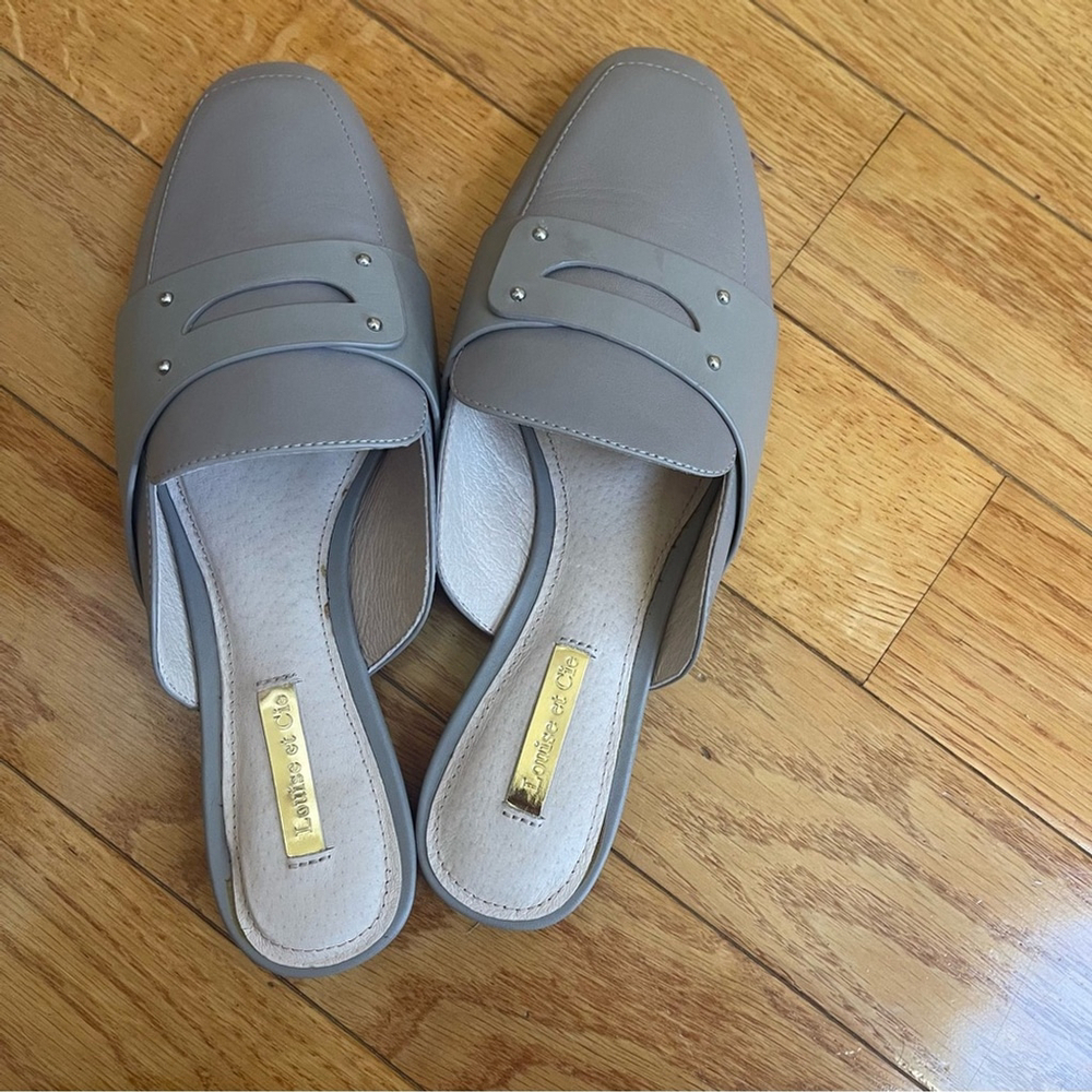 Louise et Cie LO-CHARRIET Light Gray Leather Loafer Mules Minimalist - Size 8M - Picture 6 of 10